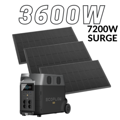 קיט סולארי ECOFLOW – תחנת כח DELTA3600 קיבולת 3.6Kwh -הספק 3.6KW + סט 3 פאנלים סולאריים קשיחים 540W