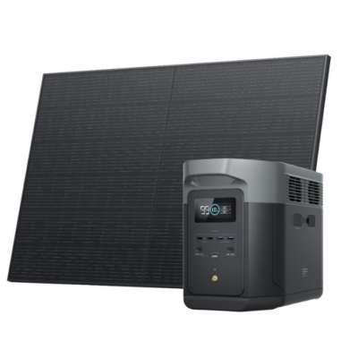 קיט סולארי ECOFLOW – תחנת כח DELTA2000  קיבולת 2Kwh -הספק 2.4KW + פאנל סולארי קשיח 400W